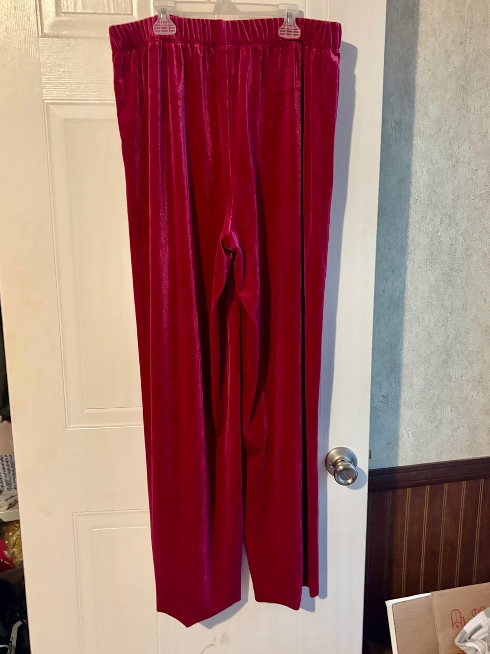 Zenana XL Berry Velvet Wide Leg Pants Stretch Pull On Palazzo Lounge Holiday - Picture 1 of 9